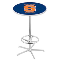 L216 Syracuse University 42" Tall - 36" Top Pub Table with Chrome Finish