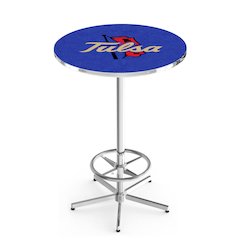 L216 University of Tulsa 42' Tall - 36' Top Pub Table w/ Chrome Finish