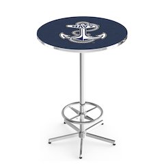 L216 US Naval Academy 42" Tall - 36" Top Pub Table with Chrome Finish
