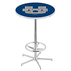 L216 Utah State University 42' Tall - 36' Top Pub Table w/ Chrome Finish