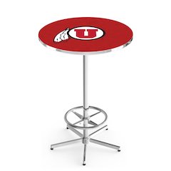 L216 University of Utah 42" Tall - 36" Top Pub Table with Chrome Finish