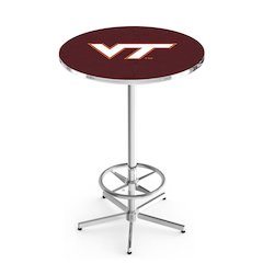 L216 Virginia Tech University 42" Tall - 36" Top Pub Table with Chrome Finish