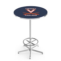 L216 University of Virginia 42' Tall - 36' Top Pub Table w/ Chrome Finish