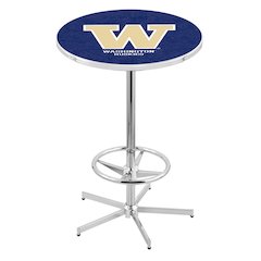 L216 University of Washington 42" Tall - 36" Top Pub Table with Chrome Finish