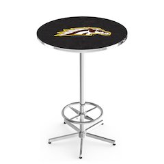 L216 Western Michigan University 42" Tall - 36" Top Pub Table with Chrome Finish