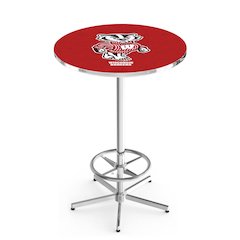 L216 University of Wisconsin (Badger)  42" Tall - 36" Top Pub Table with Chrome Finish