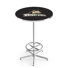 L216 Wright State University 42' Tall - 36' Top Pub Table w/ Chrome Finish