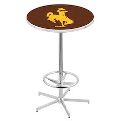 L216 University of Wyoming 42" Tall - 36" Top Pub Table with Chrome Finish