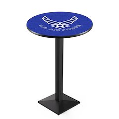 L217 United States Air Force 36' Tall - 36' Top Pub Table w/ Black Wrinkle Finish