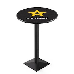 L217 United States Army 36" Tall - 36" Top Pub Table with Black Wrinkle Finish