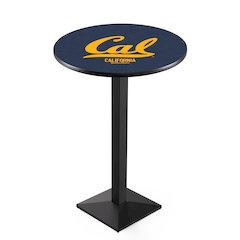 L217 University of California 36' Tall - 36' Top Pub Table w/ Black Wrinkle Finish