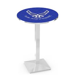 L217 United States Air Force 36' Tall - 36' Top Pub Table w/ Chrome Finish