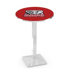 L217 University of Alabama (Elephant)  36' Tall - 36' Top Pub Table w/ Chrome Finish