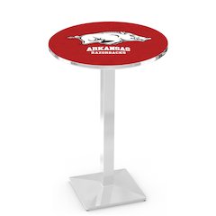 L217 University of Arkansas 36" Tall - 36" Top Pub Table with Chrome Finish