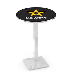 L217 United States Army 36" Tall - 36" Top Pub Table with Chrome Finish