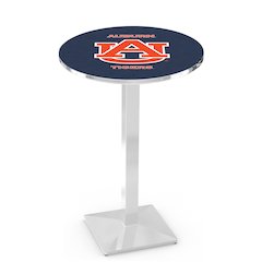 L217 Auburn University 36' Tall - 36' Top Pub Table w/ Chrome Finish