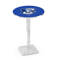 L217 Creighton University 36" Tall - 36" Top Pub Table with Chrome Finish