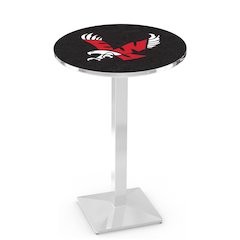 L217 Eastern Washington University 36" Tall - 36" Top Pub Table with Chrome Finish