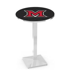 L217 Miami University (OH) 36' Tall - 36' Top Pub Table w/ Chrome Finish