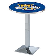 L217 Marquette University 36" Tall - 36" Top Pub Table with Chrome Finish