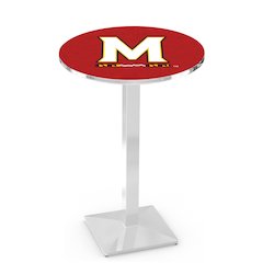 L217 University of Maryland 36" Tall - 36" Top Pub Table with Chrome Finish