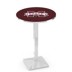 L217 Mississippi State University 36" Tall - 36" Top Pub Table with Chrome Finish