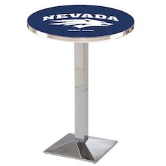 L217 University of Nevada 36' Tall - 36' Top Pub Table w/ Chrome Finish