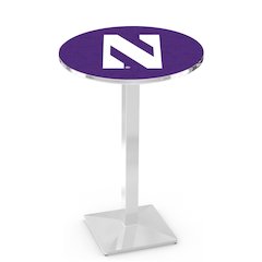 L217 Northwestern University 36" Tall - 36" Top Pub Table with Chrome Finish