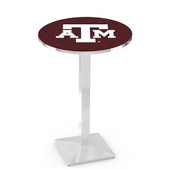 L217 Texas A&M 36" Tall - 36" Top Pub Table with Chrome Finish