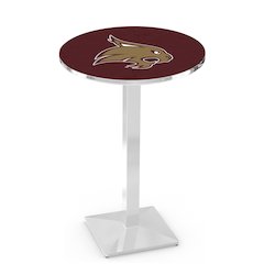 L217 Texas State University 36" Tall - 36" Top Pub Table with Chrome Finish
