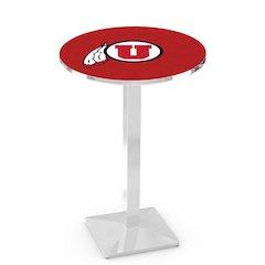 L217 University of Utah 36" Tall - 36" Top Pub Table with Chrome Finish
