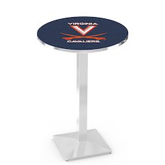 L217 University of Virginia 36' Tall - 36' Top Pub Table w/ Chrome Finish