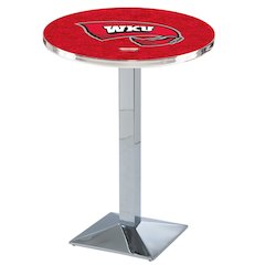 L217 Western Kentucky University 36' Tall - 36' Top Pub Table w/ Chrome Finish