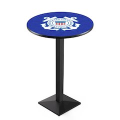 L217 United States Coast Guard 36' Tall - 36' Top Pub Table w/ Black Wrinkle Finish