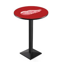 L217 Detroit Red Wings 36' Tall - 36' Top Pub Table w/ Black Wrinkle Finish (8692)