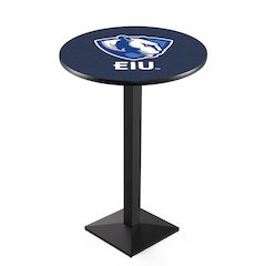 L217 Eastern Illinois University 36" Tall - 36" Top Pub Table with Black Wrinkle Finish