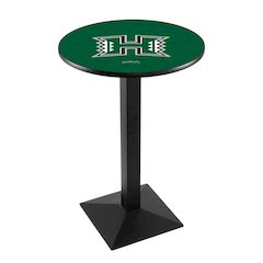 L217 University of Hawaii 36" Tall - 36" Top Pub Table with Black Wrinkle Finish
