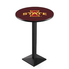 L217 Iowa State University 36" Tall - 36" Top Pub Table with Black Wrinkle Finish
