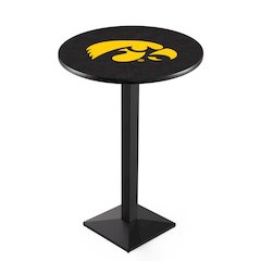 L217 University of Iowa 36' Tall - 36' Top Pub Table w/ Black Wrinkle Finish