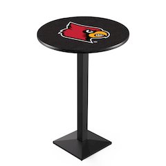 L217 University of Louisville 36" Tall - 36" Top Pub Table with Black Wrinkle Finish