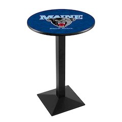 L217 University of Maine 36' Tall - 36' Top Pub Table w/ Black Wrinkle Finish