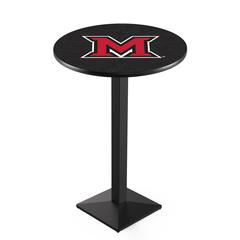 L217 Miami University (OH) 36" Tall - 36" Top Pub Table with Black Wrinkle Finish