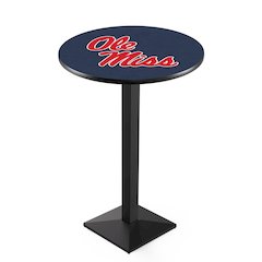 L217 University of Mississippi 36" Tall - 36" Top Pub Table with Black Wrinkle Finish