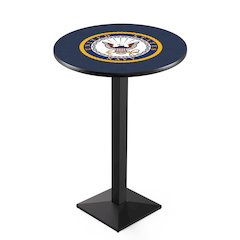 L217 United States Navy 36' Tall - 36' Top Pub Table w/ Black Wrinkle Finish