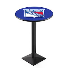 L217 New York Rangers 36' Tall - 36' Top Pub Table w/ Black Wrinkle Finish (9453)