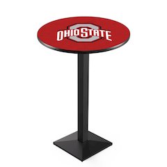 L217 Ohio State University 36" Tall - 36" Top Pub Table with Black Wrinkle Finish