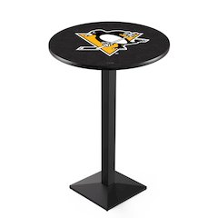 L217 Pittsburgh Penguins 36" Tall - 36" Top Pub Table with Black Wrinkle Finish (9545)