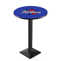 L217 University of Tulsa 36" Tall - 36" Top Pub Table with Black Wrinkle Finish