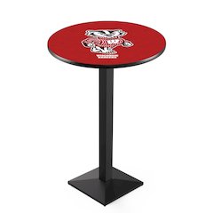 L217 University of Wisconsin (Badger)  36' Tall - 36' Top Pub Table w/ Black Wrinkle Finish