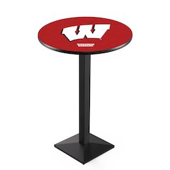 L217 University of Wisconsin (W)  36' Tall - 36' Top Pub Table w/ Black Wrinkle Finish